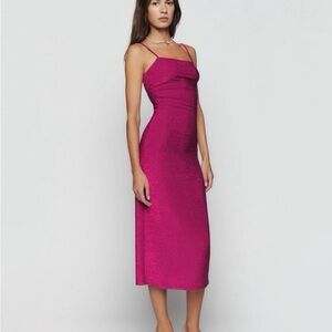 Reformation Breslin Pink Midi Dress, never worn!